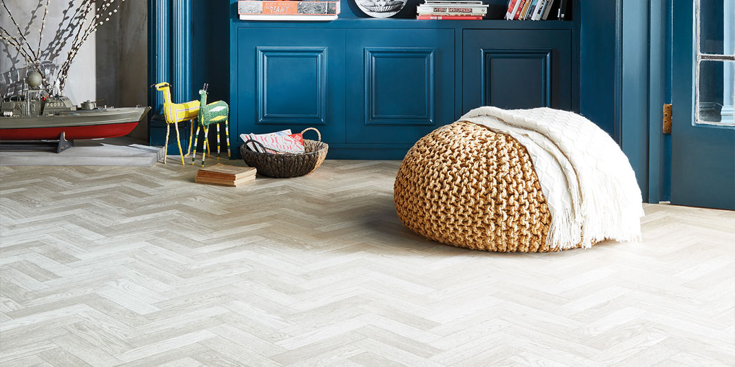 Wood floor with beanback and homely decorations