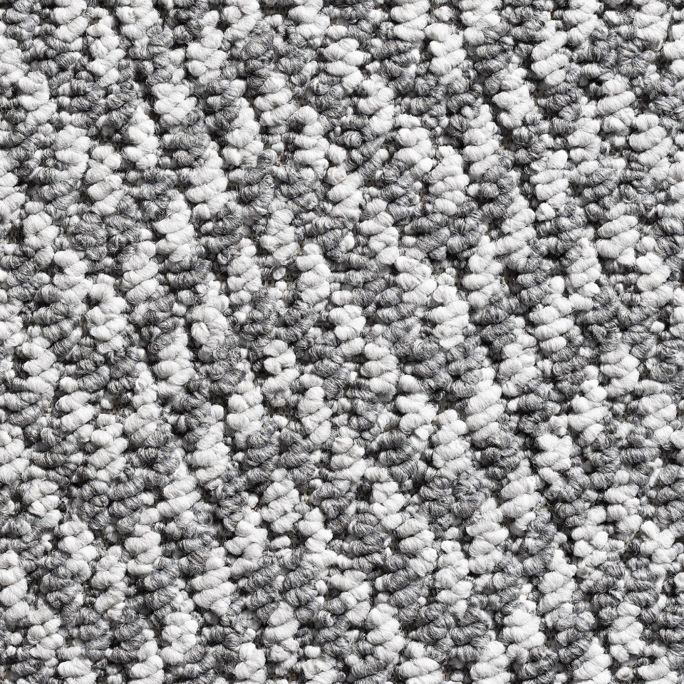 Chevron berber loop carpet in colour silver