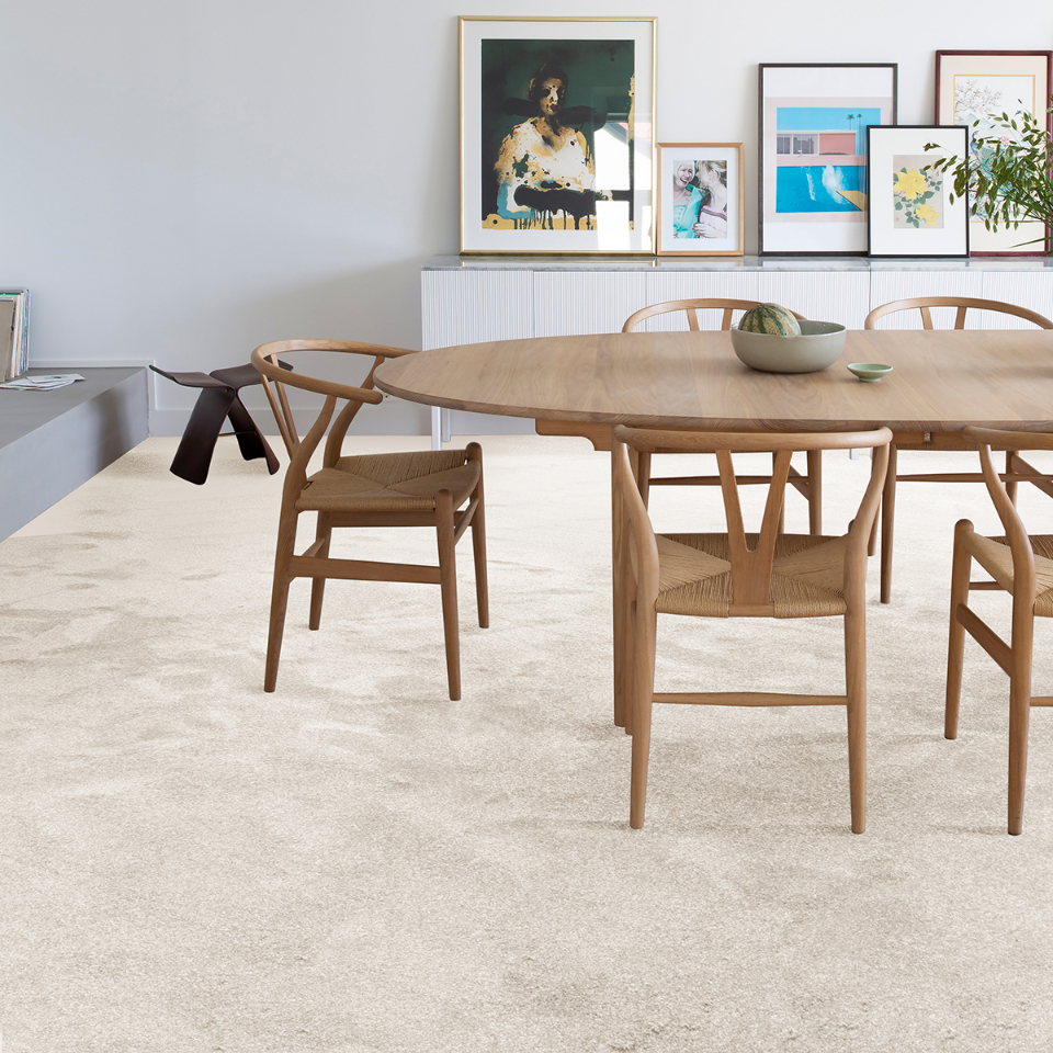Arcadia saxony carpet in colour Ivory