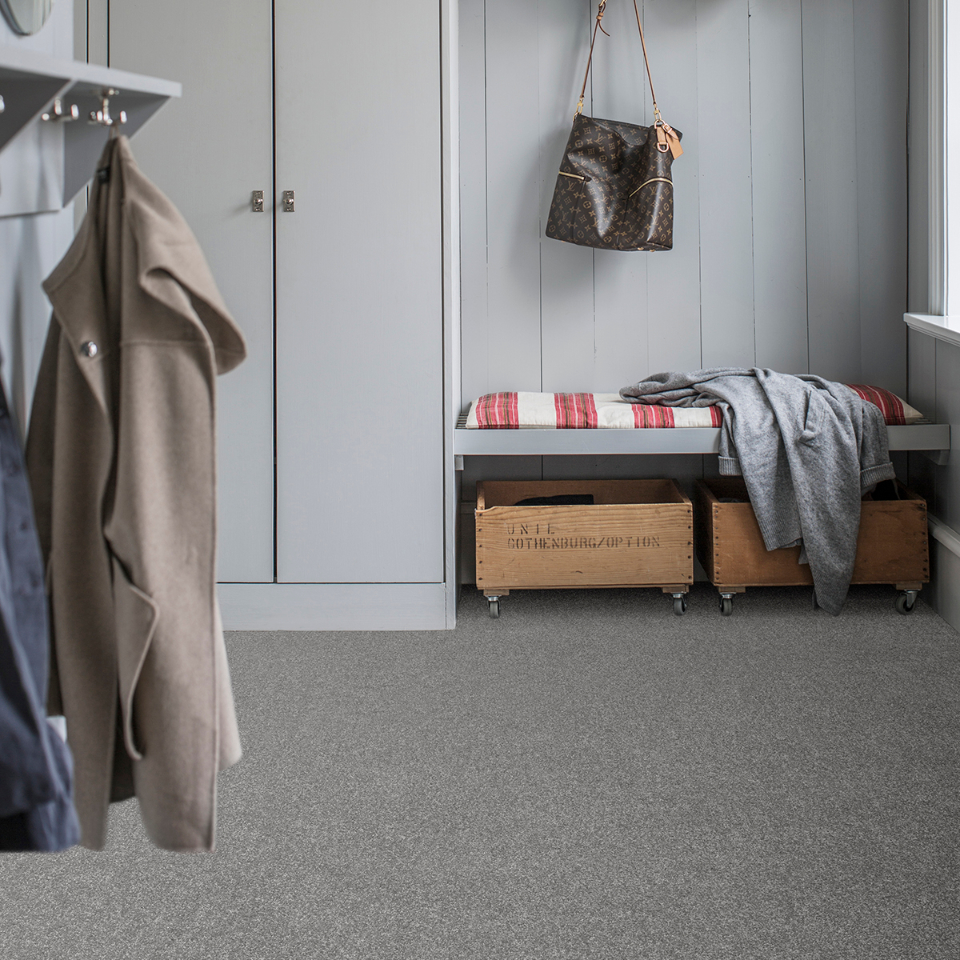 Tuftex twist pile carpet dsplayed in a room in colour antique grey